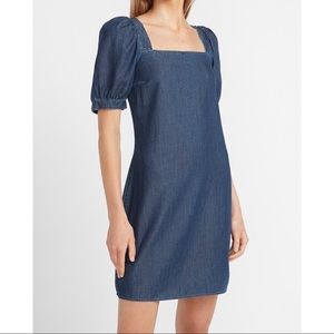 EXPRESS Denim Puff Sleeve Shift Dress